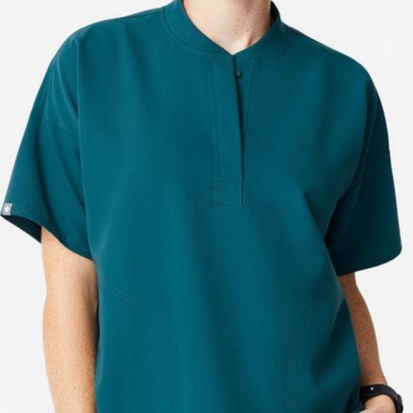 Figs Dahra Oversized Henley XXL Carribean Blue - Picture 1 of 5
